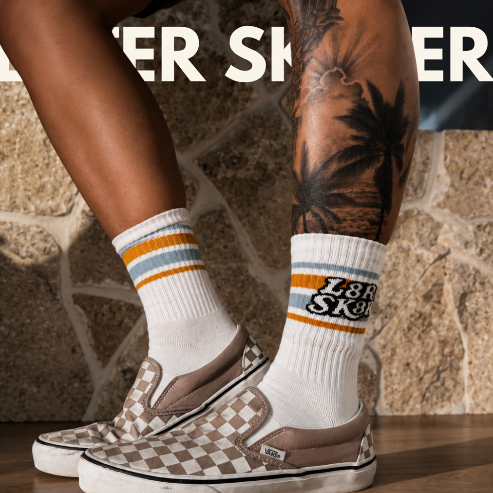 L8R SK8R Signature Crew Socks - 2PK